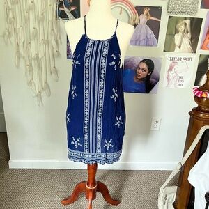 Lulu's Deep Blue Floral Mini Dress